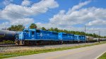 Shunting cars at an industrial park